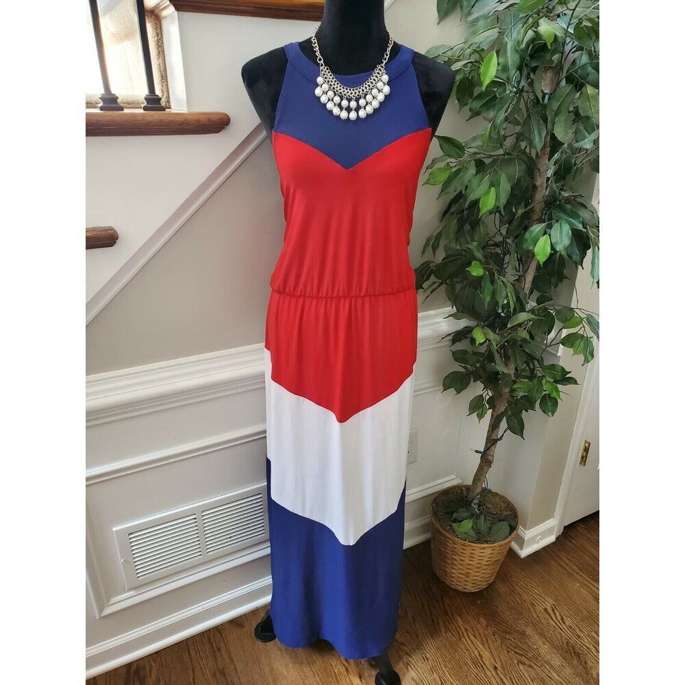 Rouge Women's Multicolor Polyester Round Neck Sleeveless Long Maxi Dress Size 2X - Picture 12 of 12